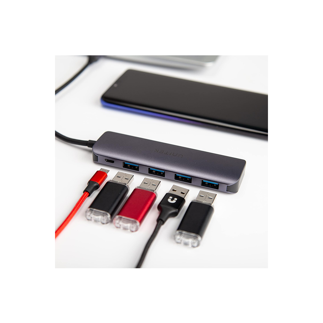 موزع Unitek H1107A uHUB P5+ مزود بـ 4 منافذ USB-C موزع Unitek H1107A uHUB P5+ مزود بـ 4 منافذ USB-C
